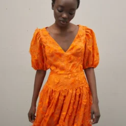 Erdem WAISTED PUFF SLEEVE V-NECK DRESS - Cocktailkleid/festliches Kleid - Clementine -Günstiges Fem Glanz Geschäft 01990ba6a4e64805889eb4c4ee068a07