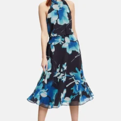 Vera Mont MIT BLUMENPRINT - Cocktailkleid/festliches Kleid - Dark Blue Mint