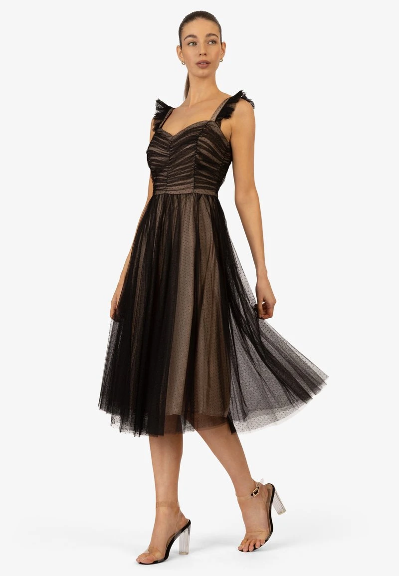 TÜLL - Cocktailkleid/festliches Kleid - Schwarz Beige 1 TÜLL - Cocktailkleid/festliches Kleid - Schwarz Beige