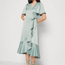 YASTHEA MIDI WRAP DRESS - Cocktailkleid/festliches Kleid - Green Milieu -Günstiges Fem Glanz Geschäft 0d35024b1eab4123a8d73bcf56d6a50b