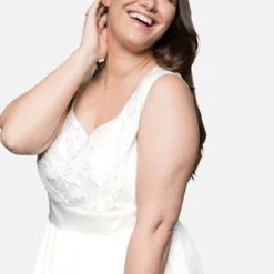 Sheego Cocktailkleid/festliches Kleid - Offwhite -Günstiges Fem Glanz Geschäft 10b1d8b7119a4714bb4a5a143120e1a3