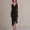 ILA CHAIN COWL NECK MIDI DRESS - Cocktailkleid/festliches Kleid - Black