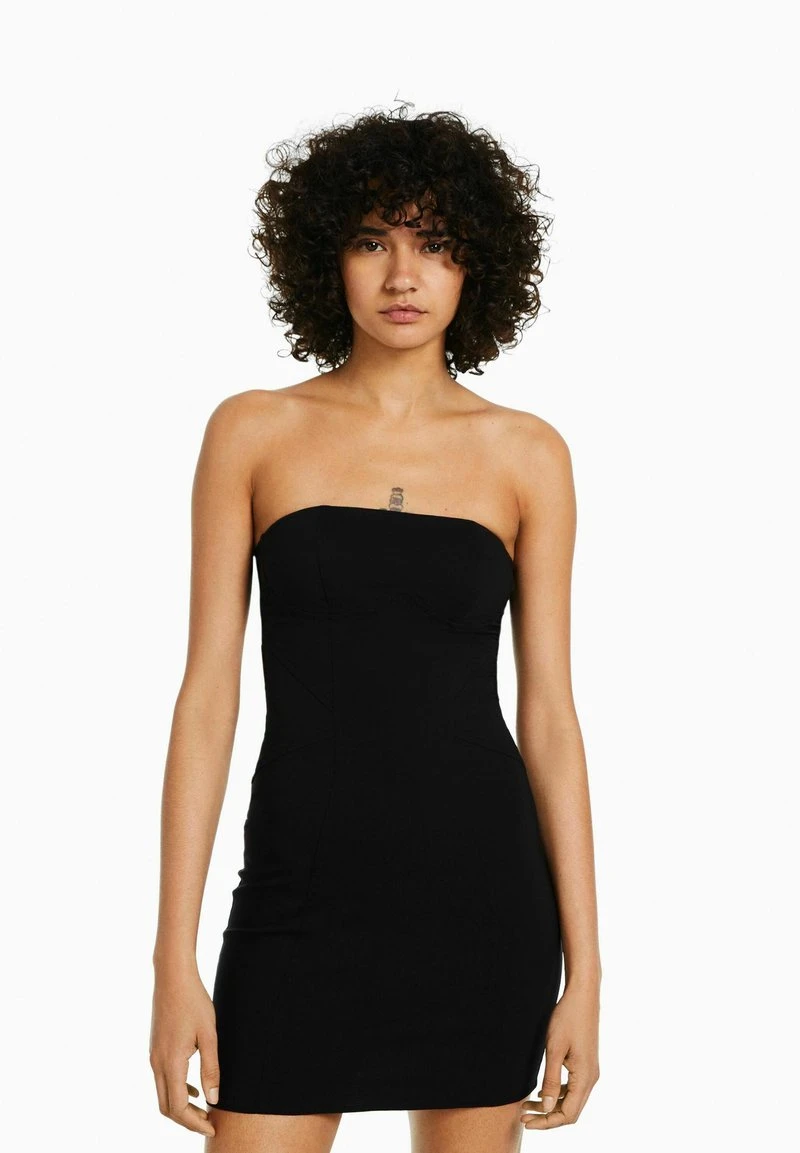 BERSHKA OFF-THE-SHOULDER WITH SEAMS - Cocktailkleid/festliches Kleid - Black 1 BERSHKA OFF-THE-SHOULDER WITH SEAMS - Cocktailkleid/festliches Kleid - Black
