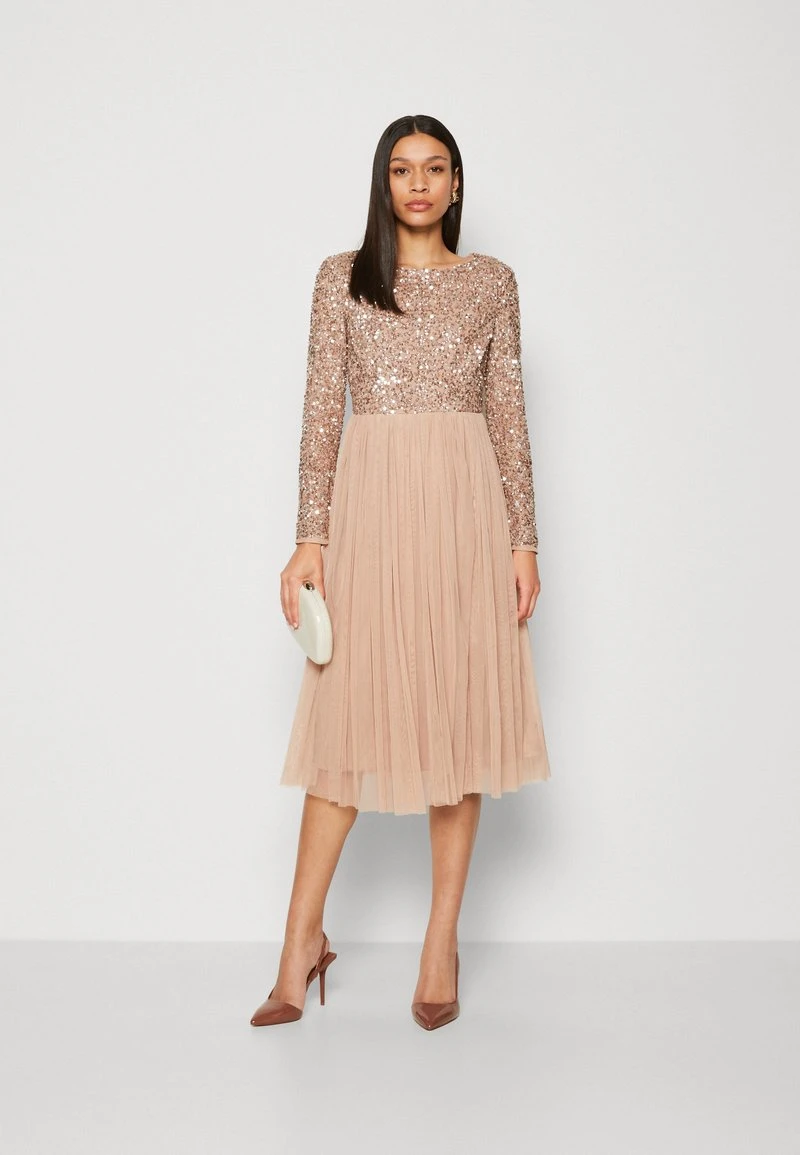 LONG SLEEVE DELICATE MIDI DRESS - Cocktailkleid/festliches Kleid - Taupe Blush 2 LONG SLEEVE DELICATE MIDI DRESS - Cocktailkleid/festliches Kleid - Taupe Blush – Bild 2