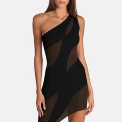 OW Collection CURVE MESH - Cocktailkleid/festliches Kleid - Black