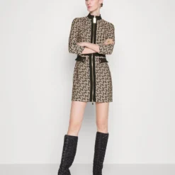 Elisabetta Franchi WOMEN'S DRESS - Cocktailkleid/festliches Kleid - Tortora/nero -Günstiges Fem Glanz Geschäft 1e9c3e13fee64757a7a4a1114cf8b4f1