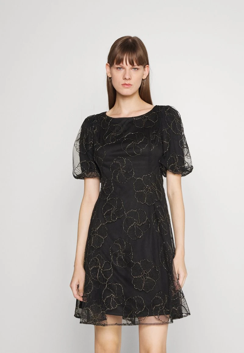 DKNY PUFF FIT FLARE - Cocktailkleid/festliches Kleid - Black/gold 1 DKNY PUFF FIT FLARE - Cocktailkleid/festliches Kleid - Black/gold