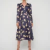 KLEO MIT BLUMENPRINT UND V AUSS - Cocktailkleid/festliches Kleid - Blau