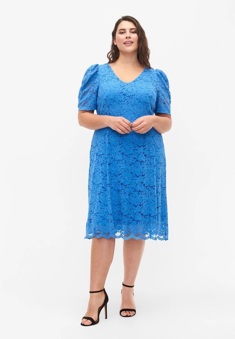 Zizzi MIT PUFFÄRMELN UND V-AUSSCHNITT - Cocktailkleid/festliches Kleid - Regatta 2 Zizzi MIT PUFFÄRMELN UND V-AUSSCHNITT - Cocktailkleid/festliches Kleid - Regatta – Bild 2