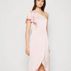 Vila VINEVEA ONESHOULDER MIDCALF - Cocktailkleid/festliches Kleid - Silver Pink