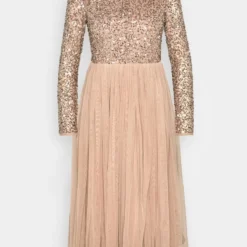 LONG SLEEVE DELICATE MIDI DRESS - Cocktailkleid/festliches Kleid - Taupe Blush 10 LONG SLEEVE DELICATE MIDI DRESS - Cocktailkleid/festliches Kleid - Taupe Blush -Günstiges Fem Glanz Geschäft 438a8bb8513740b89910601e2b854b20