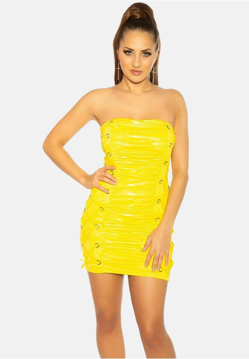 MIT SCHNÜRUNG - Cocktailkleid/festliches Kleid - Gelb 1 MIT SCHNÜRUNG - Cocktailkleid/festliches Kleid - Gelb