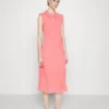 DKNY RUFFLED TIE NECK MIDI - Cocktailkleid/festliches Kleid - Sankist Coral