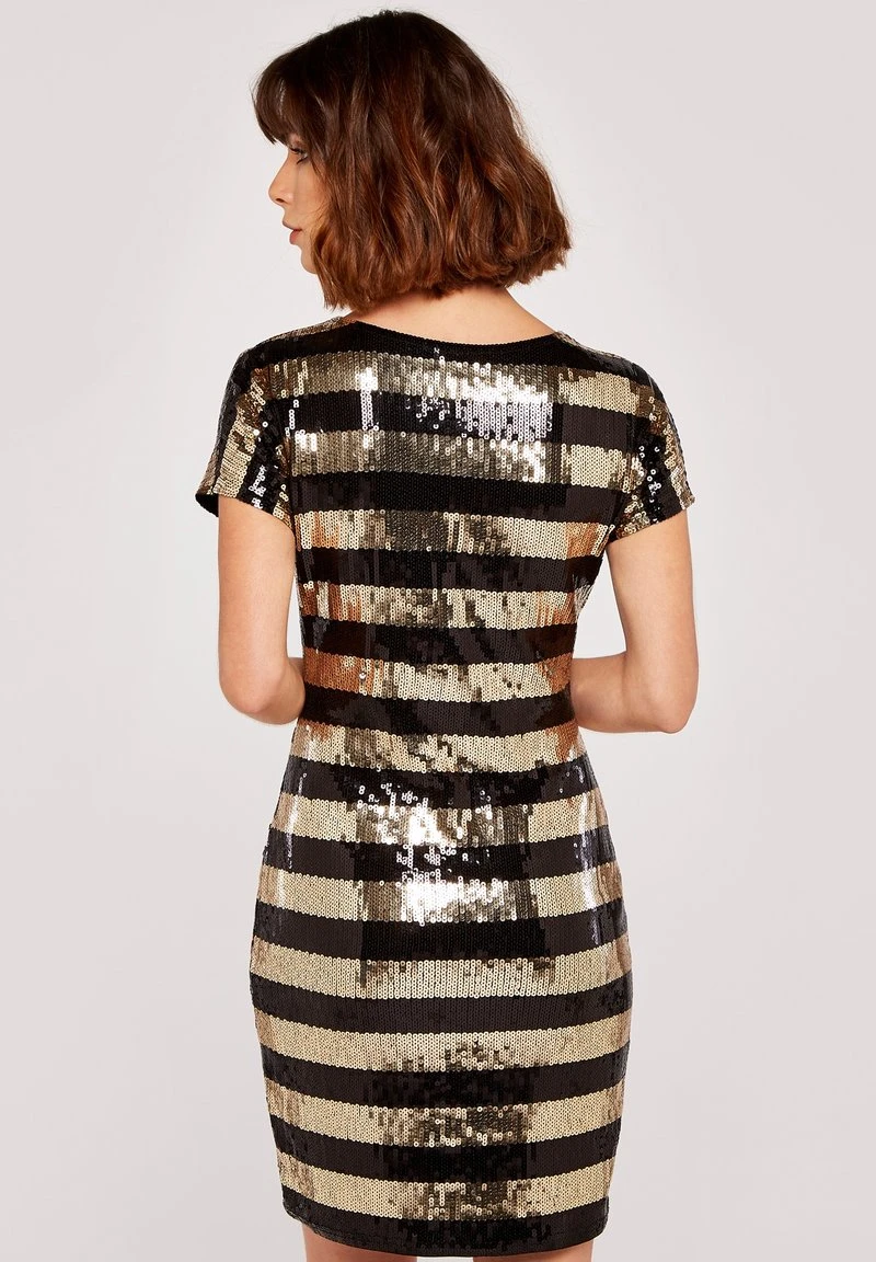 Apricot SEQUIN STRIPE MINI - Cocktailkleid/festliches Kleid - Yellow 3 Apricot SEQUIN STRIPE MINI - Cocktailkleid/festliches Kleid - Yellow – Bild 3