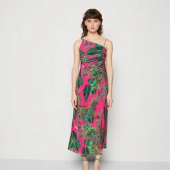 Farm Rio LEAVES PINK MIDI DRESS - Cocktailkleid/festliches Kleid - Pink