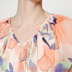 DKNY RUFFLE SLV V-NECK DRESS - Cocktailkleid/festliches Kleid - Sunkist Coral/spring Navy -Günstiges Fem Glanz Geschäft 5cf49363f6fa432091e7e2d951e94910