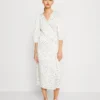 Vila VITONE WRAP MIDI DRESS - Cocktailkleid/festliches Kleid - Snow White/black