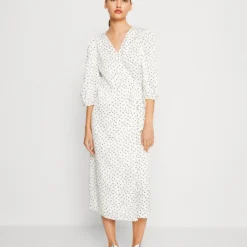 Vila VITONE WRAP MIDI DRESS - Cocktailkleid/festliches Kleid - Snow White/black