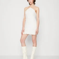 Pieces PCLOLA SHORT DRESS - Cocktailkleid/festliches Kleid - Bright White