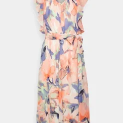 DKNY RUFFLE SLV V-NECK DRESS - Cocktailkleid/festliches Kleid - Sunkist Coral/spring Navy -Günstiges Fem Glanz Geschäft 6600fda1403a4d058dcecd17123a5eae