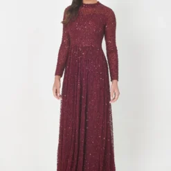 EMBELLISHED SEQUINS MODEST - Cocktailkleid/festliches Kleid - Berry