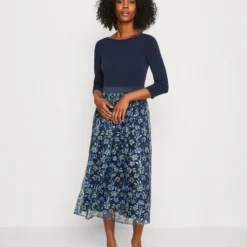 SWING DRESS MADE OF MATERIAL MIX - Cocktailkleid/festliches Kleid - Blue