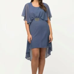 Ulla Popken DÉCOLLETÉ EN V MANCHES COURTES - Cocktailkleid/festliches Kleid - Bleu Jean