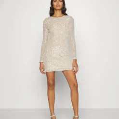 Abercrombie & Fitch PARTY LOW BACK MINI DRESS - Cocktailkleid/festliches Kleid - Silver-coloured