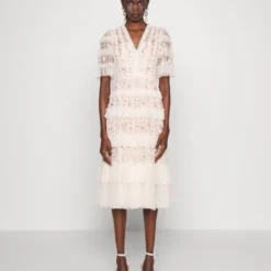 Needle & Thread CALATHEA RUFFLE MIDAXI DRESS - Cocktailkleid/festliches Kleid - Champagne/multi