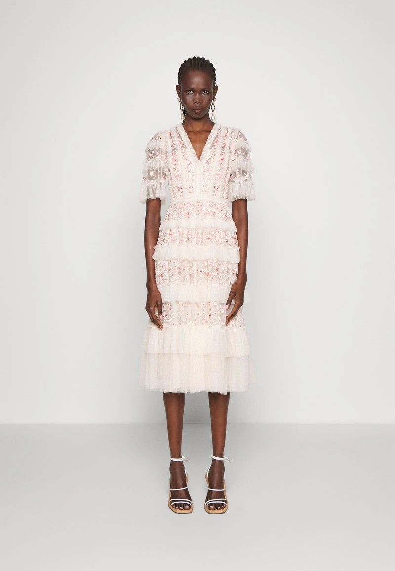 Needle & Thread CALATHEA RUFFLE MIDAXI DRESS - Cocktailkleid/festliches Kleid - Champagne/multi 1 Needle & Thread CALATHEA RUFFLE MIDAXI DRESS - Cocktailkleid/festliches Kleid - Champagne/multi