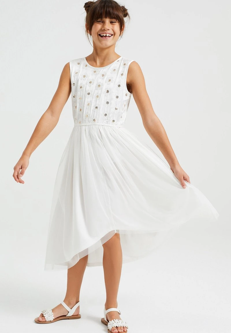 WE FASHION MEISJES JURK MET PAILLETEN - Cocktailkleid/festliches Kleid - White 1 WE FASHION MEISJES JURK MET PAILLETEN - Cocktailkleid/festliches Kleid - White