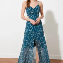 TRENDYOL TWOSS20EL1270 - Cocktailkleid/festliches Kleid - Navy Blue -Günstiges Fem Glanz Geschäft 800cbdf647554eb188721f03c150a346