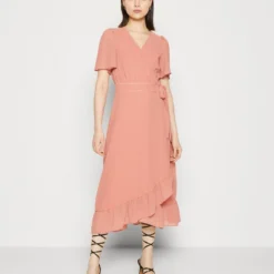 Vila VIFABIA MIDI WRAP DRESS - Cocktailkleid/festliches Kleid - Brick Dust