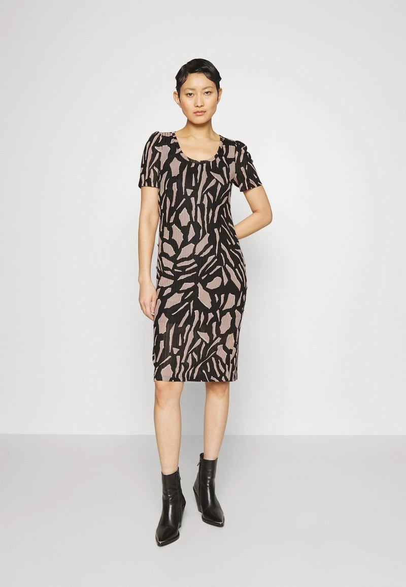 DKNY PRNTD HACCI MIDI DRESS - Cocktailkleid/festliches Kleid - Black/cafe 1 DKNY PRNTD HACCI MIDI DRESS - Cocktailkleid/festliches Kleid - Black/cafe