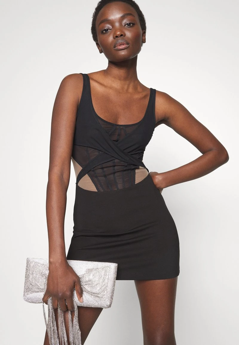 BONING OVERLAYER DETAIL MINI DRESS - Cocktailkleid/festliches Kleid - Black 5 BONING OVERLAYER DETAIL MINI DRESS - Cocktailkleid/festliches Kleid - Black – Bild 5