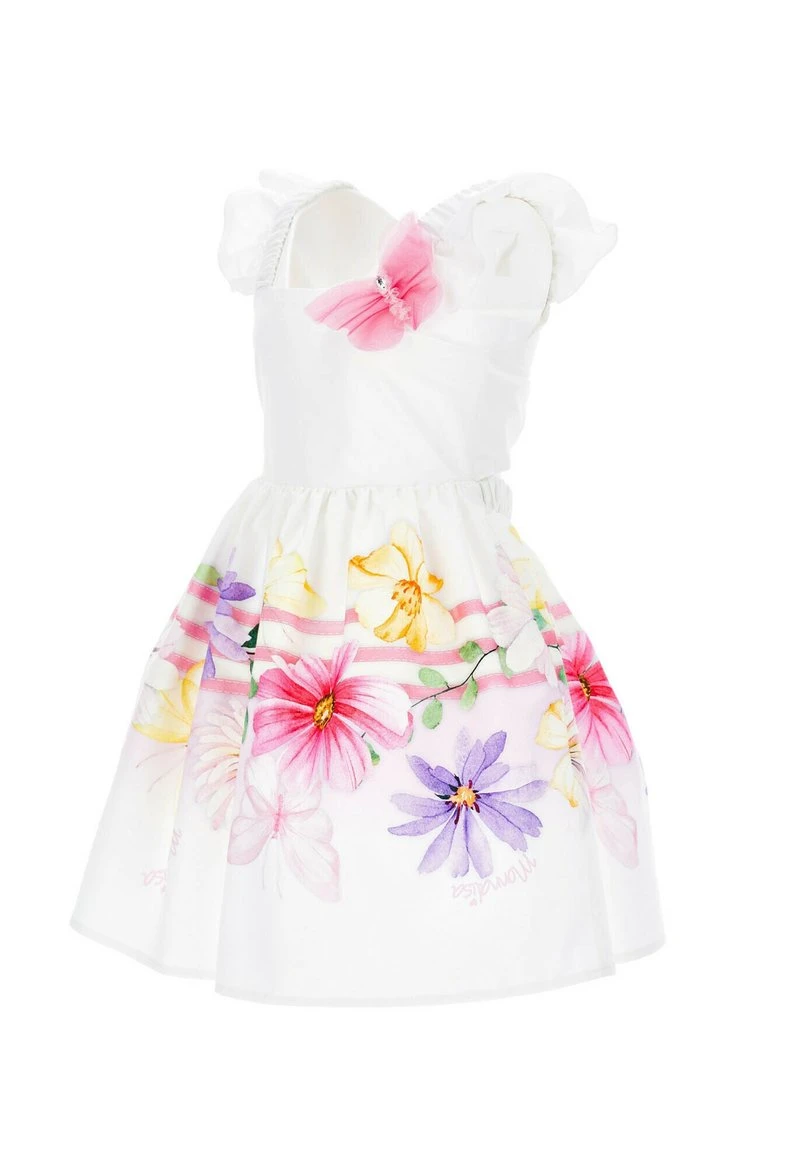 Monnalisa ABITO C/SCOLLO A FIOCCO D POPELINE FLOREALE A SPECC - Cocktailkleid/festliches Kleid - Bianco 3 Monnalisa ABITO C/SCOLLO A FIOCCO D POPELINE FLOREALE A SPECC - Cocktailkleid/festliches Kleid - Bianco – Bild 3