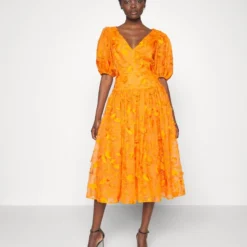 Erdem WAISTED PUFF SLEEVE V-NECK DRESS - Cocktailkleid/festliches Kleid - Clementine -Günstiges Fem Glanz Geschäft 8ad9471b396a4fabb56df6fc3b000bdd