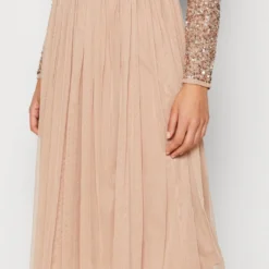 LONG SLEEVE DELICATE MIDI DRESS - Cocktailkleid/festliches Kleid - Taupe Blush 11 LONG SLEEVE DELICATE MIDI DRESS - Cocktailkleid/festliches Kleid - Taupe Blush -Günstiges Fem Glanz Geschäft 8da39225aaa448aabd412294e61319b9