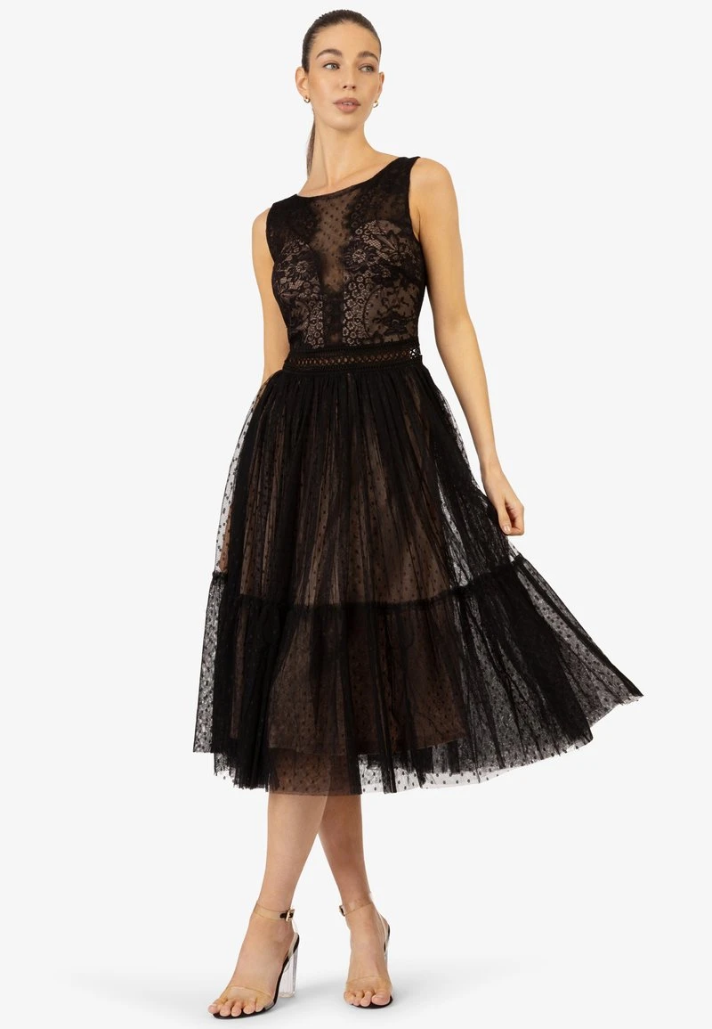 Cocktailkleid/festliches Kleid - Schwarz Beige 2 Cocktailkleid/festliches Kleid - Schwarz Beige – Bild 2