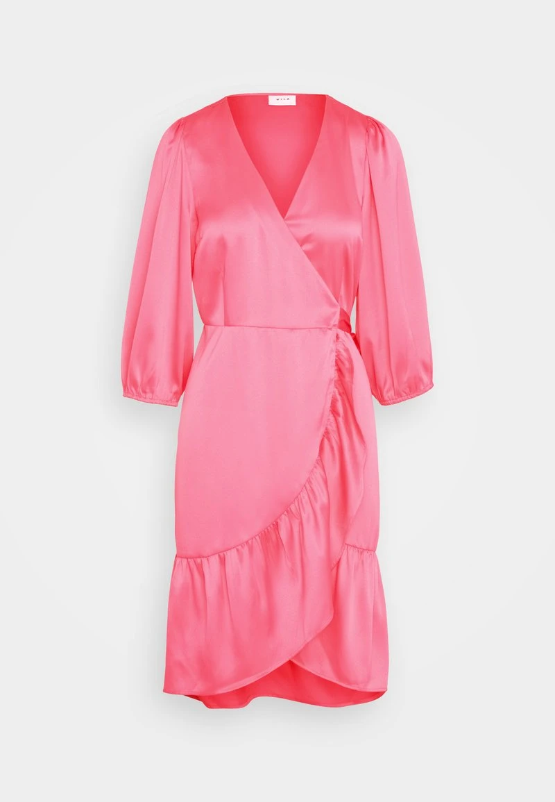 Vila VIKARI V NECK WRAP SHORT DRESS - Cocktailkleid/festliches Kleid - Fandango Pink/flame Scarlet 5 Vila VIKARI V NECK WRAP SHORT DRESS - Cocktailkleid/festliches Kleid - Fandango Pink/flame Scarlet – Bild 5