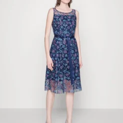 SWING DRESS EMBROIDERED - Cocktailkleid/festliches Kleid - Navy/mauve
