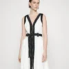 DKNY S/L COLORBLOCKED FIT FLARE W/ ZIPPER - Cocktailkleid/festliches Kleid - Ivory/black