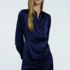 Stradivarius MIT DRAPIERTEM ROCK - Cocktailkleid/festliches Kleid - Dark Blue