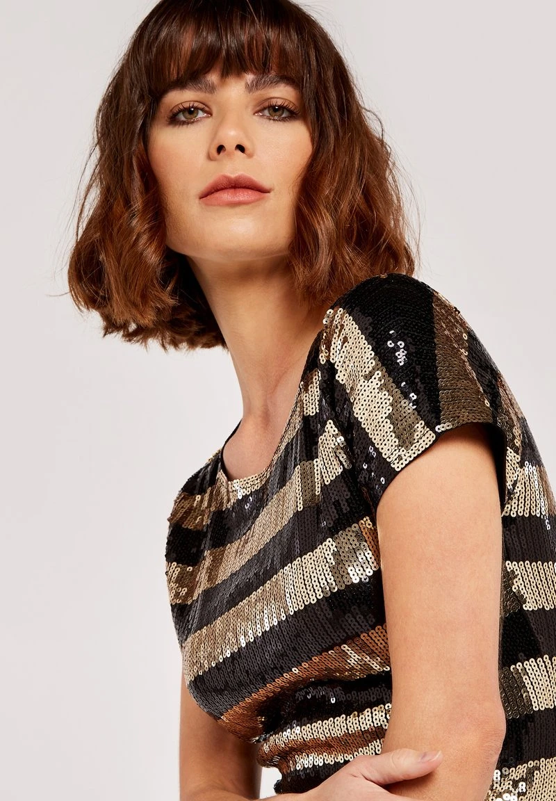 Apricot SEQUIN STRIPE MINI - Cocktailkleid/festliches Kleid - Yellow 4 Apricot SEQUIN STRIPE MINI - Cocktailkleid/festliches Kleid - Yellow – Bild 4