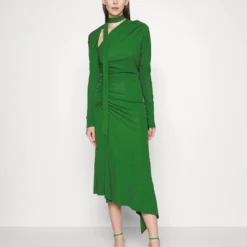 Victoria Beckham SLASH NECK RUCHED MIDI DRESS - Cocktailkleid/festliches Kleid - Dark Green -Günstiges Fem Glanz Geschäft a7f0d1ac432646aa89ba19351f98137a