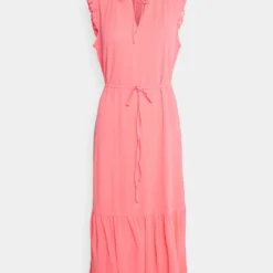DKNY RUFFLED TIE NECK MIDI - Cocktailkleid/festliches Kleid - Sankist Coral -Günstiges Fem Glanz Geschäft a8c52c9264744e4eaf25f2c02cefac77