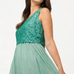 Ulla Popken MIDI À PAILLETTES SANS MANCHES COL EN V - Cocktailkleid/festliches Kleid - Gris Turquoise -Günstiges Fem Glanz Geschäft ab508b5522d0486faac1342ffdd860ed
