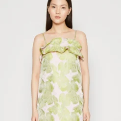 Selected Femme SLFCARMEN SHORT RUFFLED STRAP DRESS - Cocktailkleid/festliches Kleid - Sharp Green