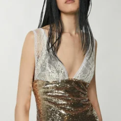 Patrizia Pepe SHEATH - Cocktailkleid/festliches Kleid - Beige Martini Gold -Günstiges Fem Glanz Geschäft b69b44815f684e6a87e236c2358d8e8a