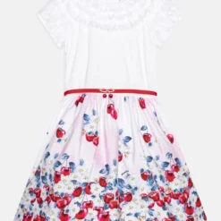 Monnalisa ABITO ST.CILIEGIE RUFFLE - Cocktailkleid/festliches Kleid - Bianco/nuvola Rosa